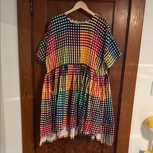 Norblack Norwhite Multicolor Checkered Dress